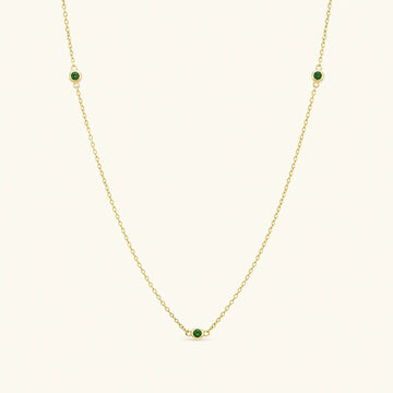 Collier ras de cou en or vermeil et émeraude