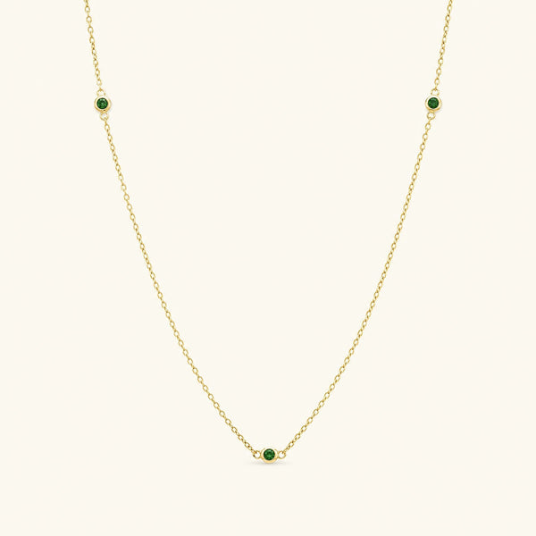 Choker necklace in vermeil gold and emerald