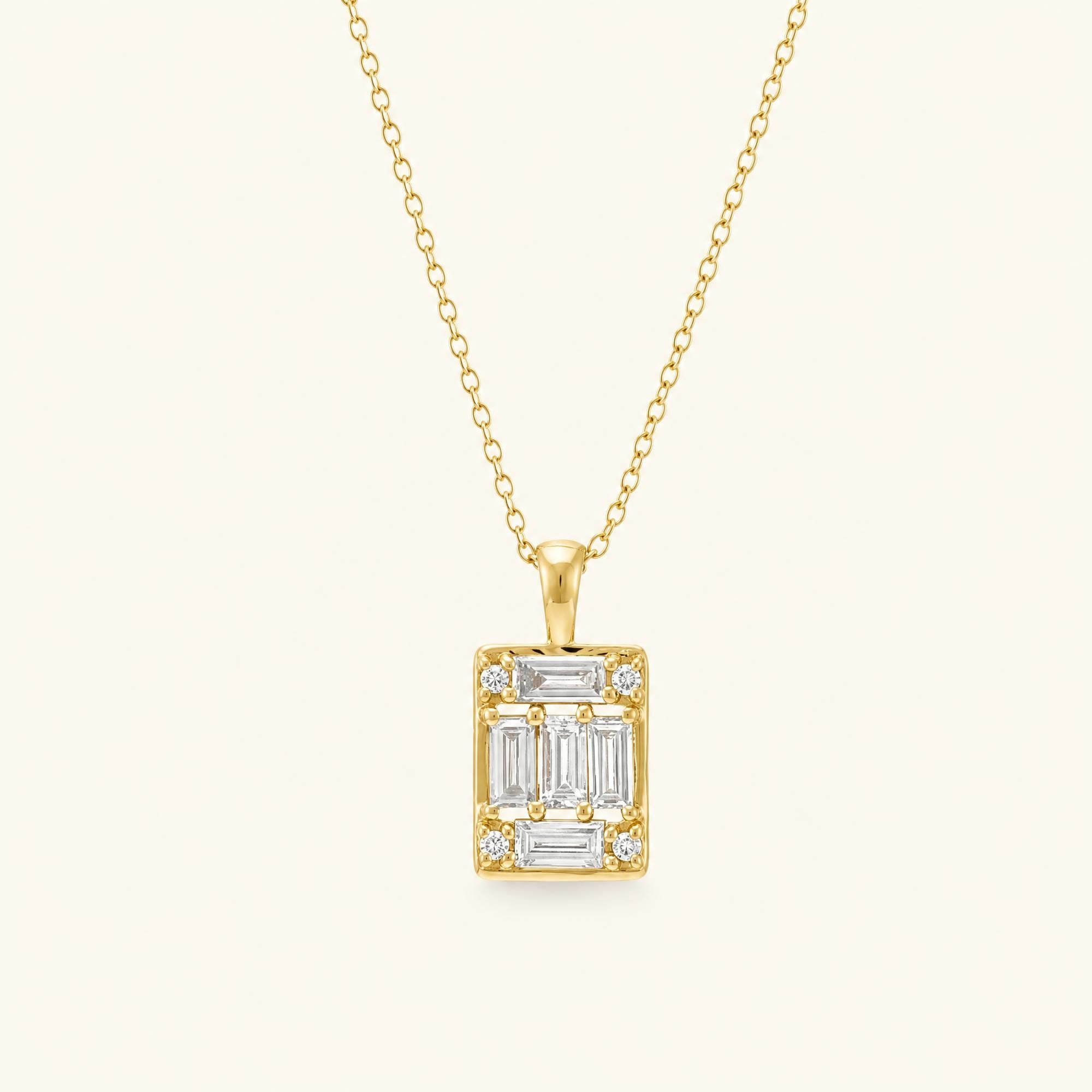 Atma geometric diamond necklace in yellow gold
