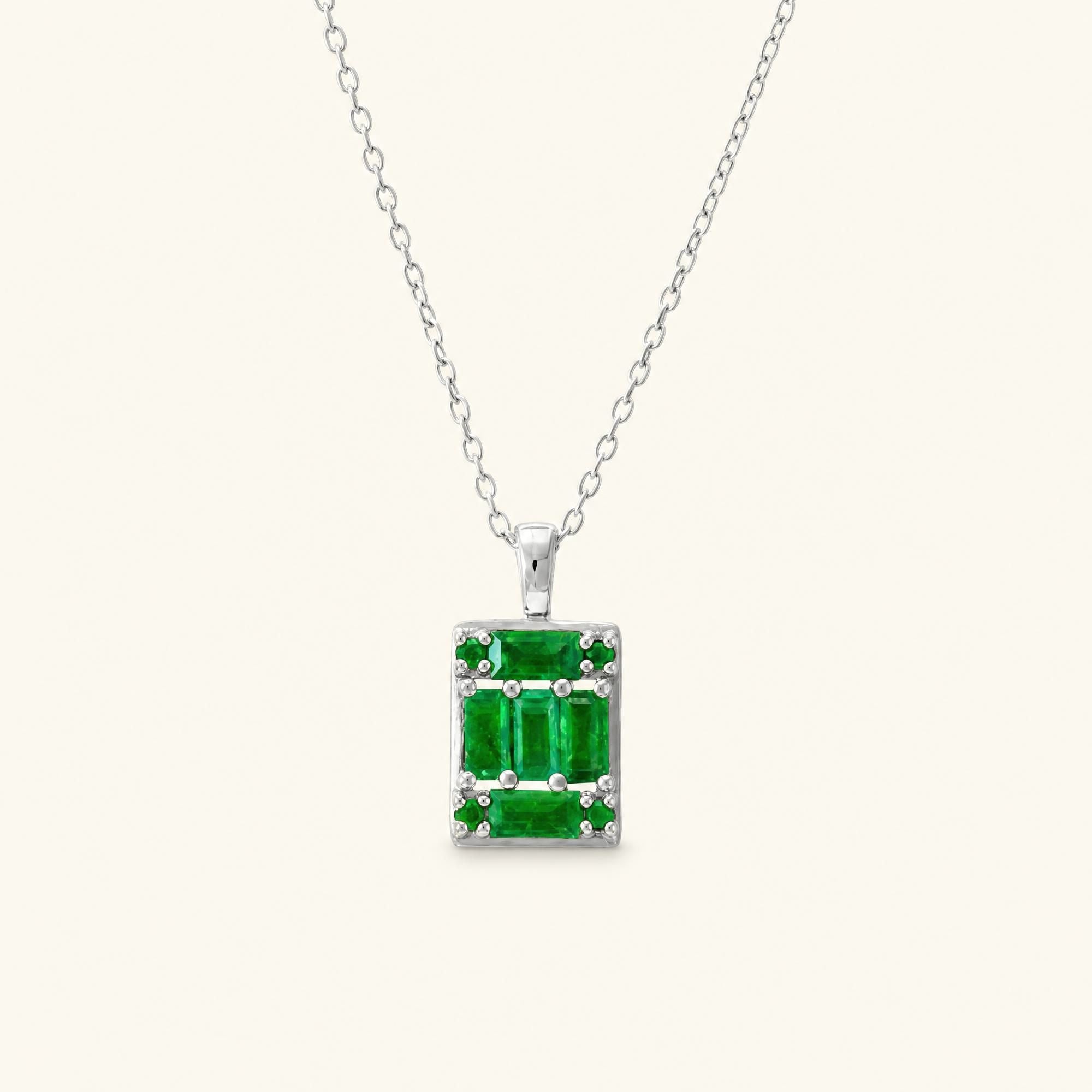 Alma emerald necklace white gold geometric