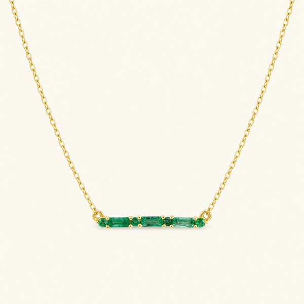Bhagya horizontal geometric emerald baguette necklace