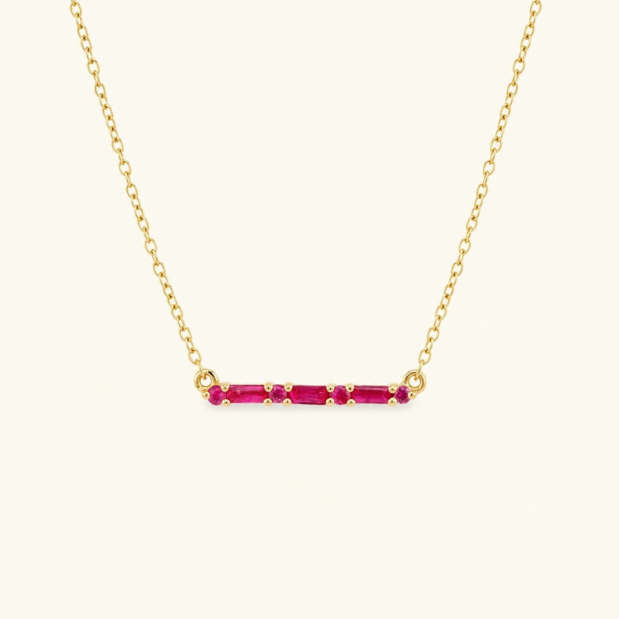 Collier Bhagya rubis horizontal géométrique baguette