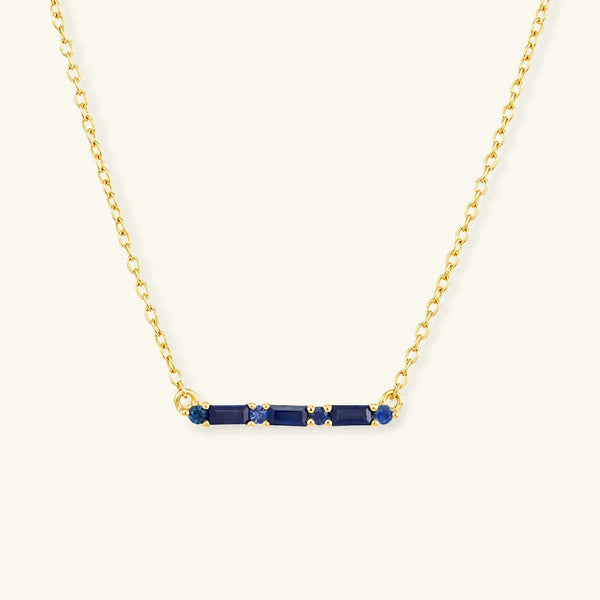Bhagya horizontal geometric sapphire baguette necklace