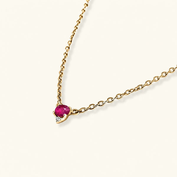 Collier rubis diamant en or vermeil