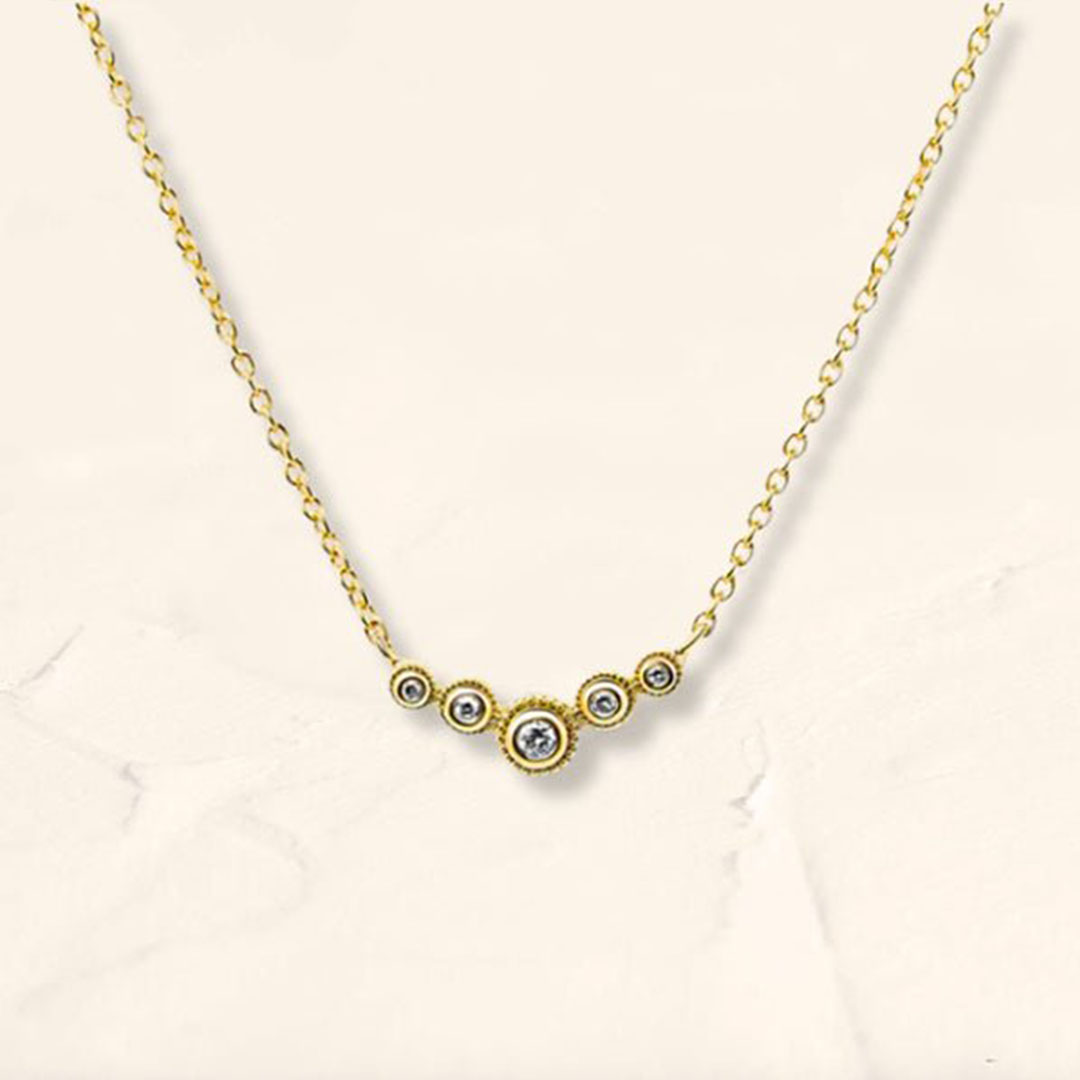 Collier diamant fin rivière de diamant en or jaune