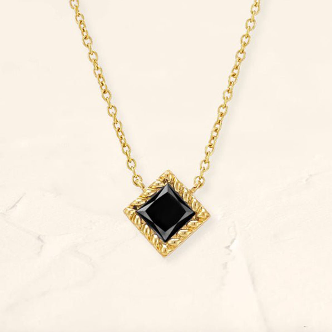 Collier diamant noir or jaune Indrani