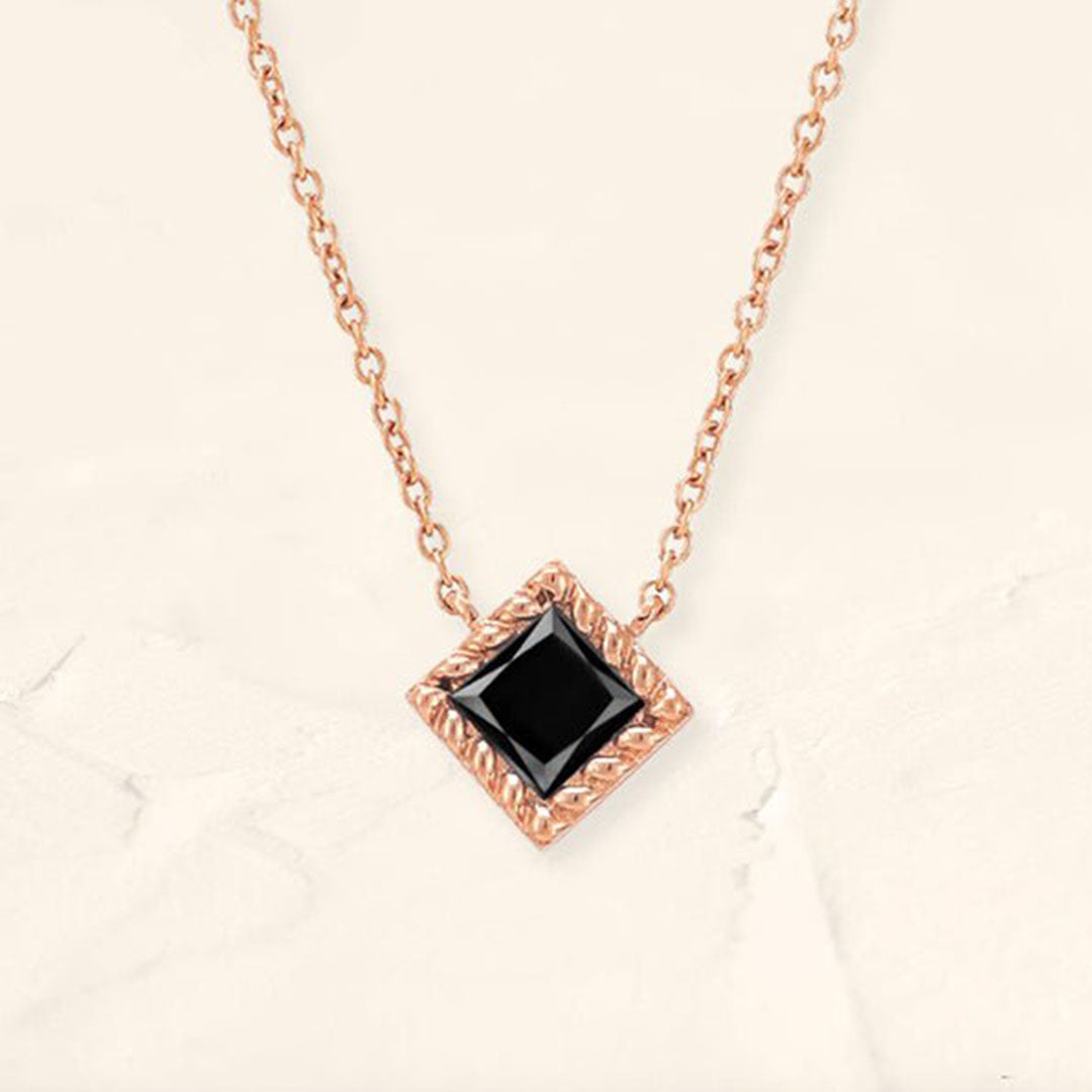 Collier diamant noir or rose Indrani