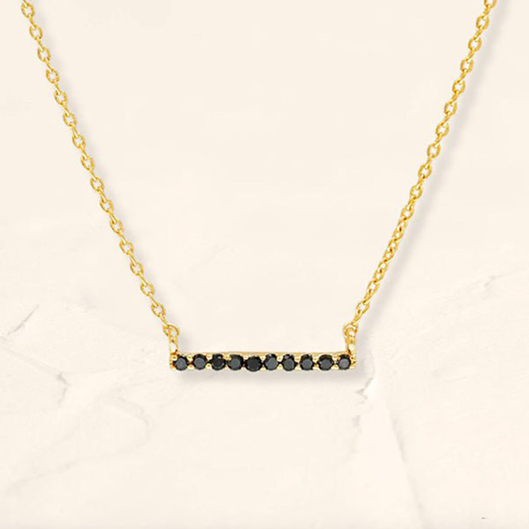Collier bar diamant noir Ujala en or jaune