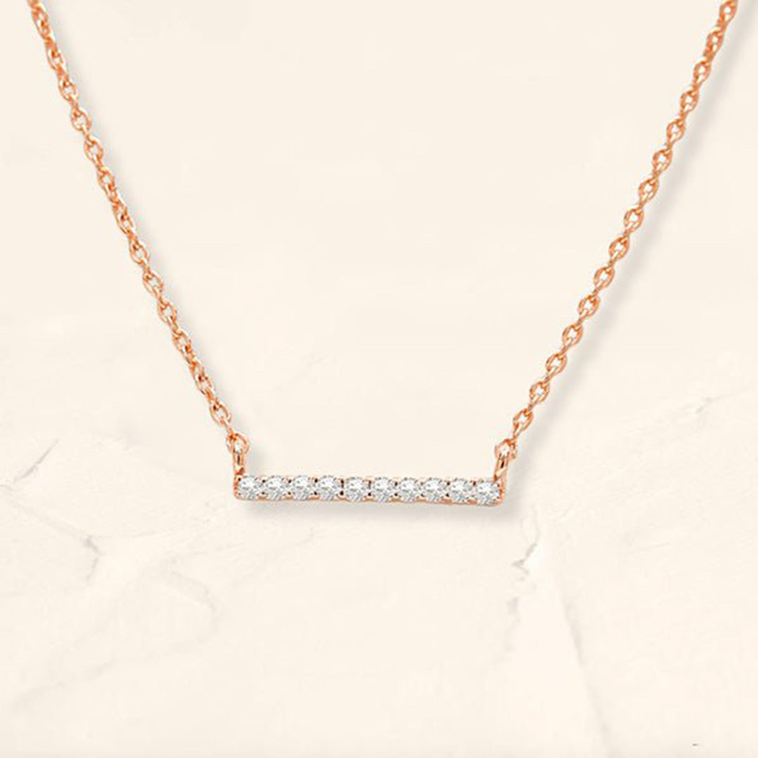 collier longue barre diamant en or rose