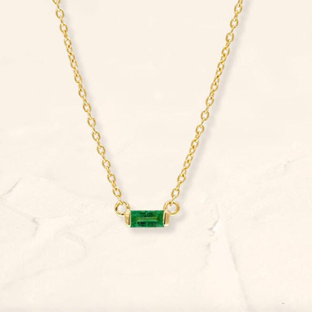 Collier baguette Shanti emeraude en or jaune