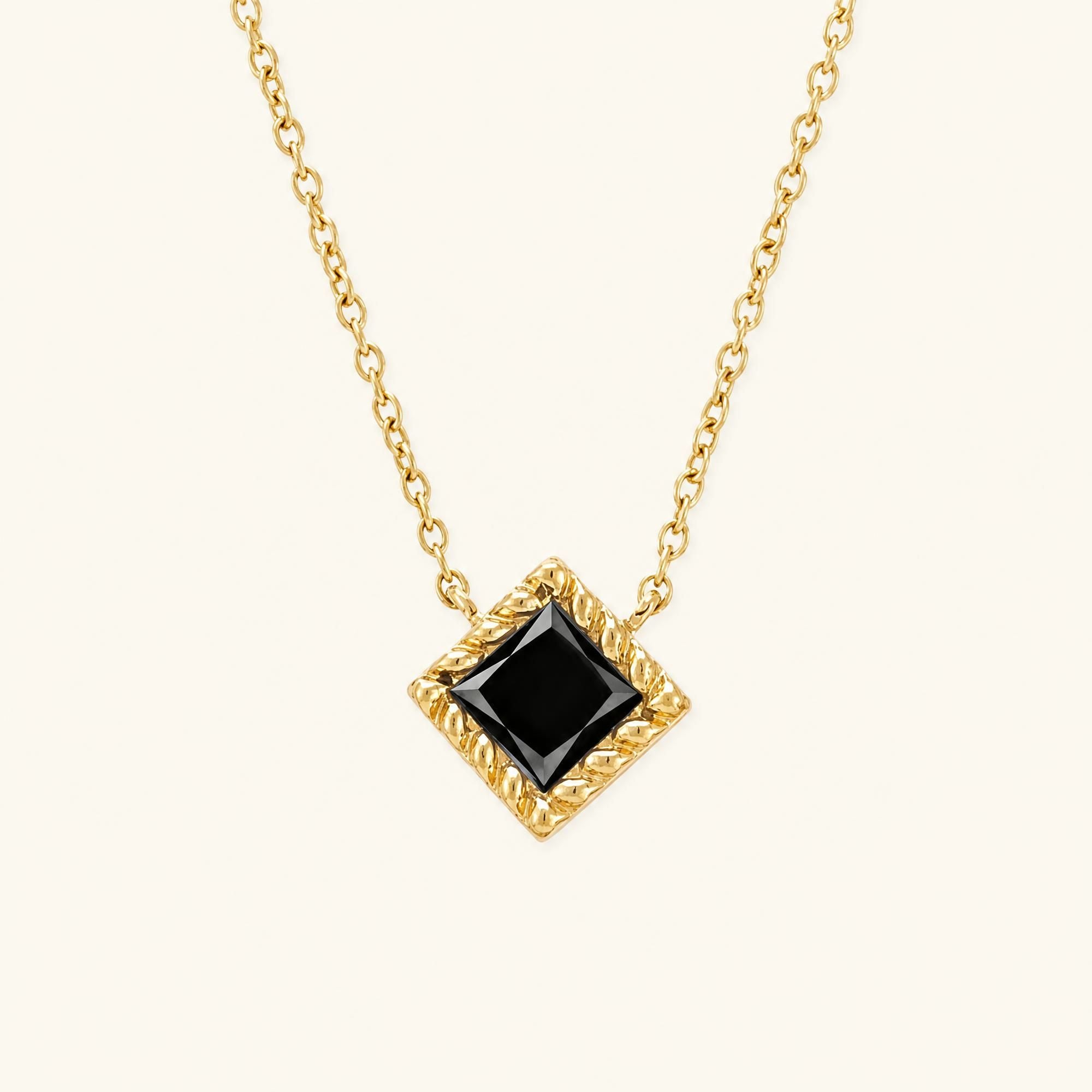 Collier diamant noir or jaune Indrani