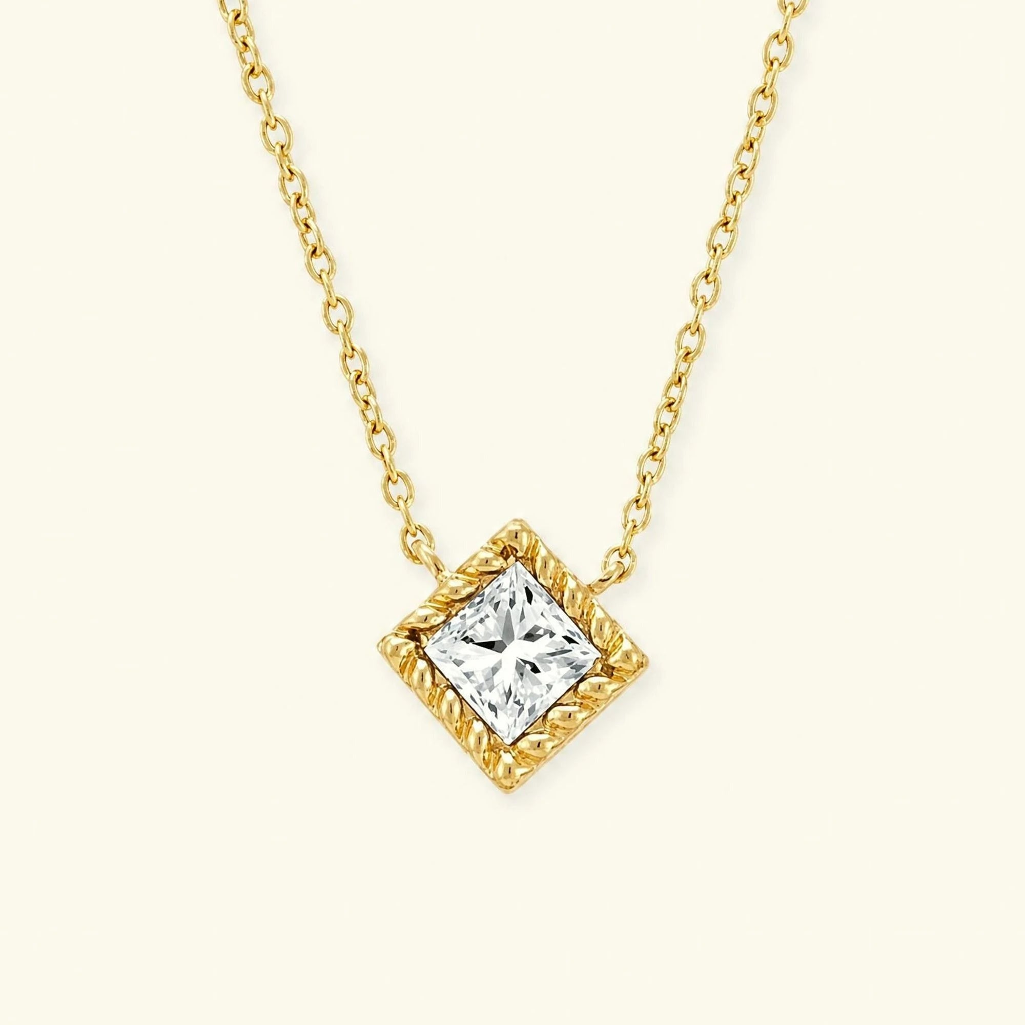 Indrani diamond necklace princess cut yellow gold