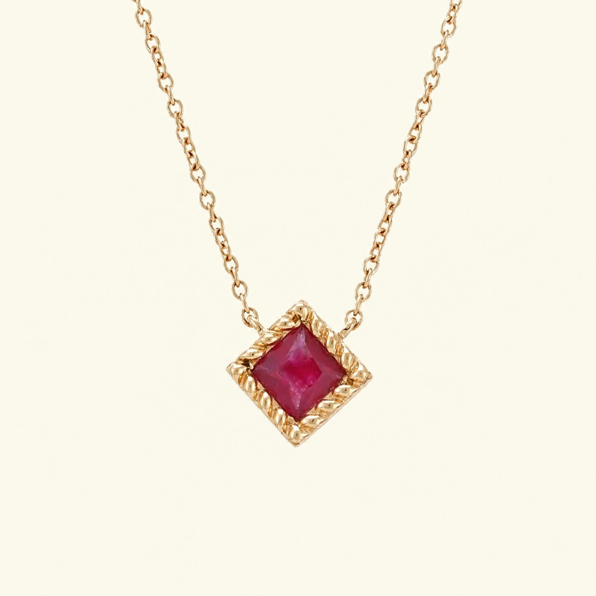 Indrani rose gold ruby necklace princess cut
