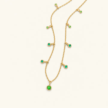 Megha yellow gold necklace with emerald