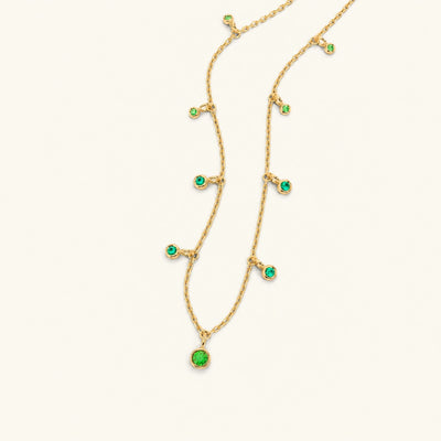 Megha yellow gold necklace with emerald