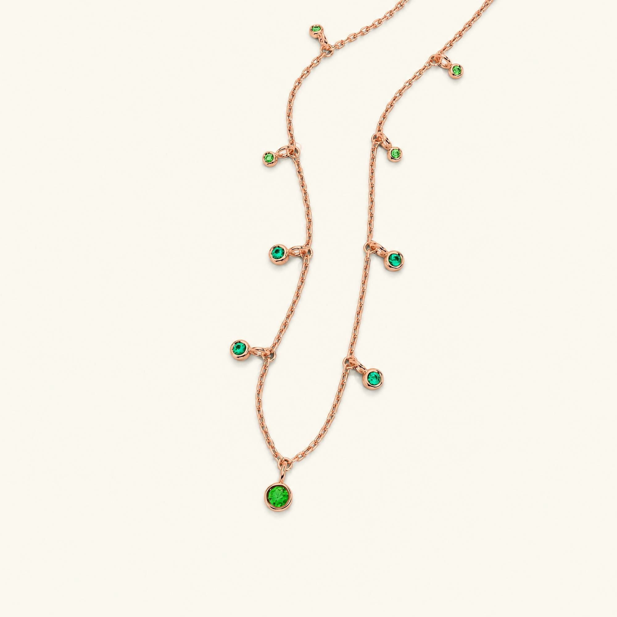Megha rose gold necklace with emerald