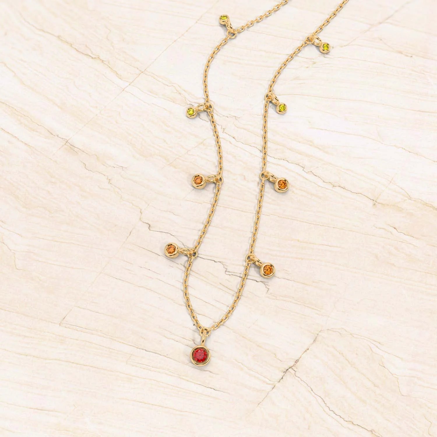 collier or jaune megha saphir orange