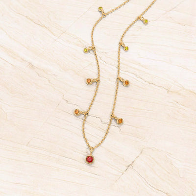 collier or jaune megha saphir orange
