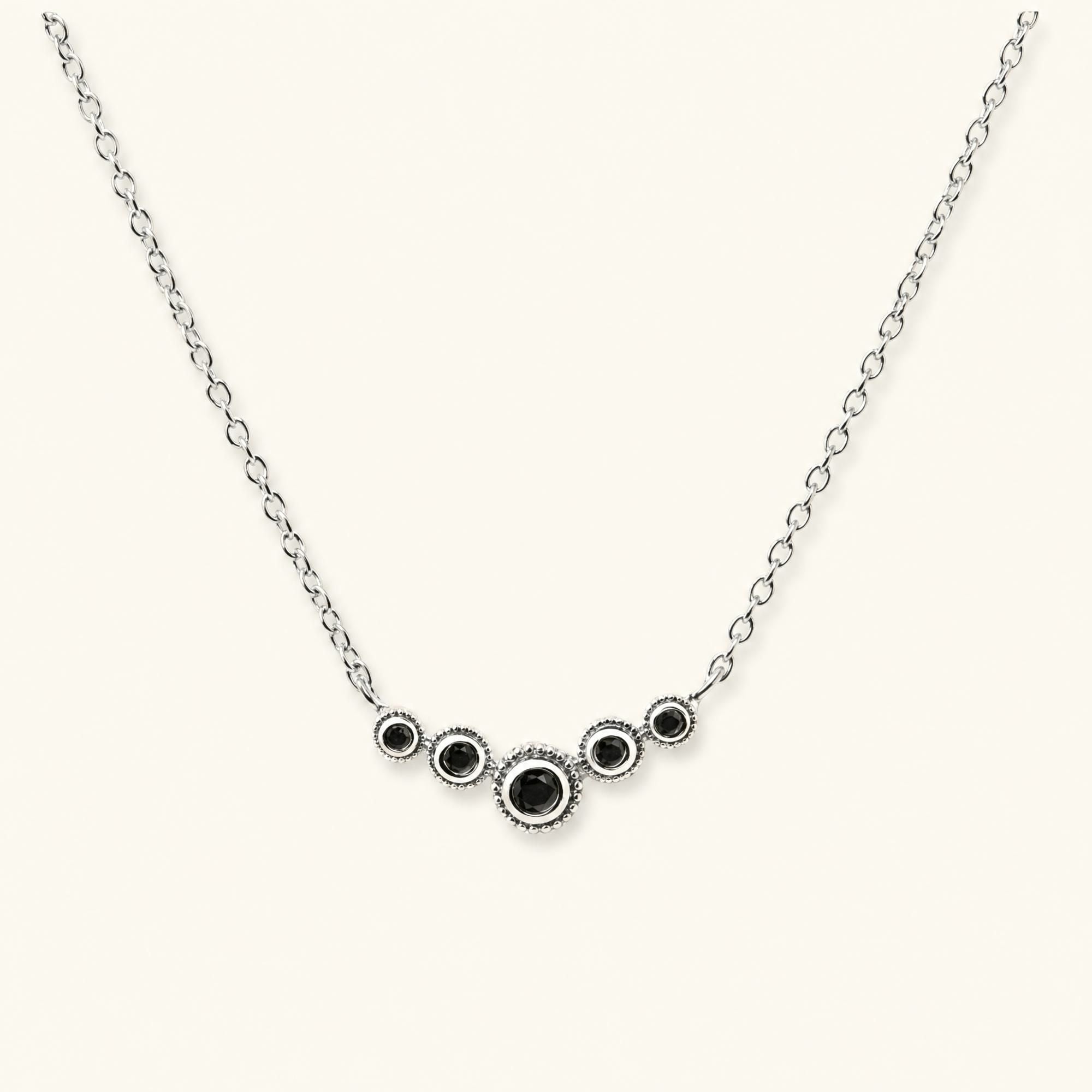 Fine black diamond river necklace in white gold