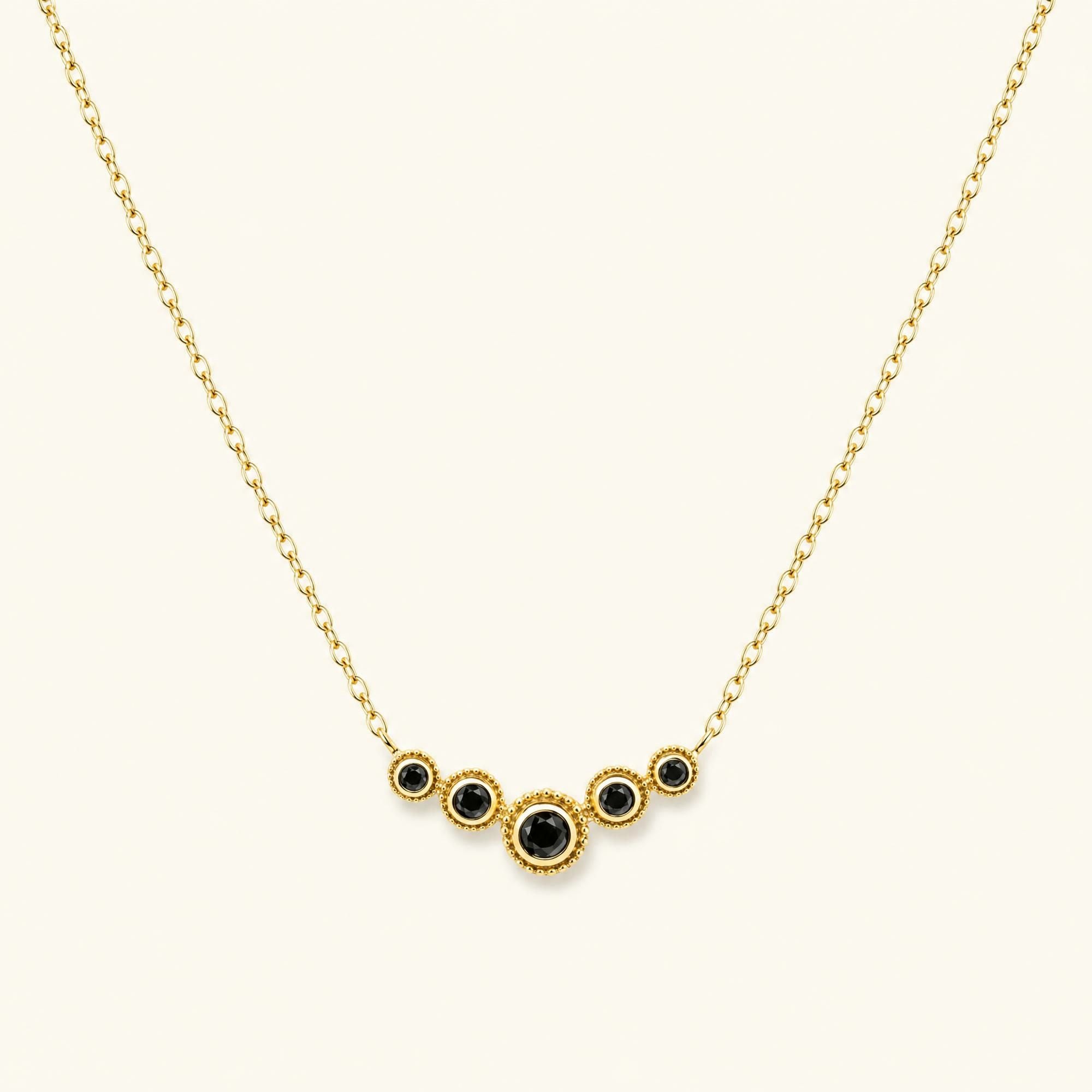 Collier fin rivière de diamant noir en vermeil
