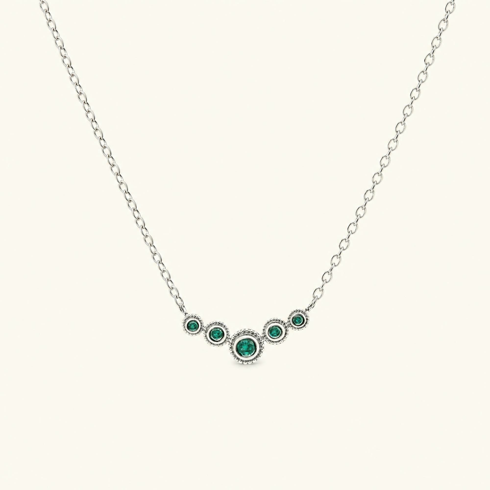 Fine emerald river necklace in white gold