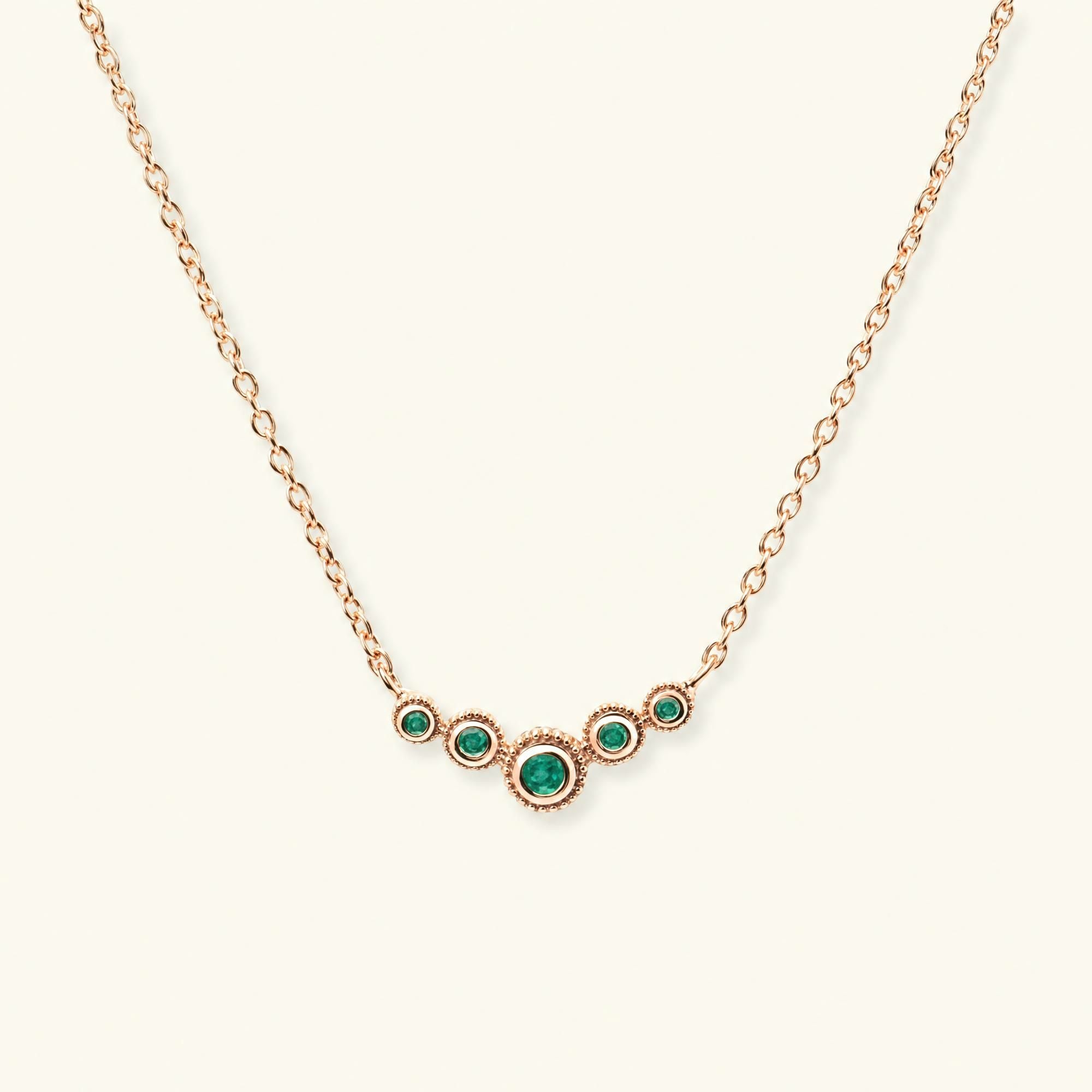 Nadi necklace rose gold emerald for women