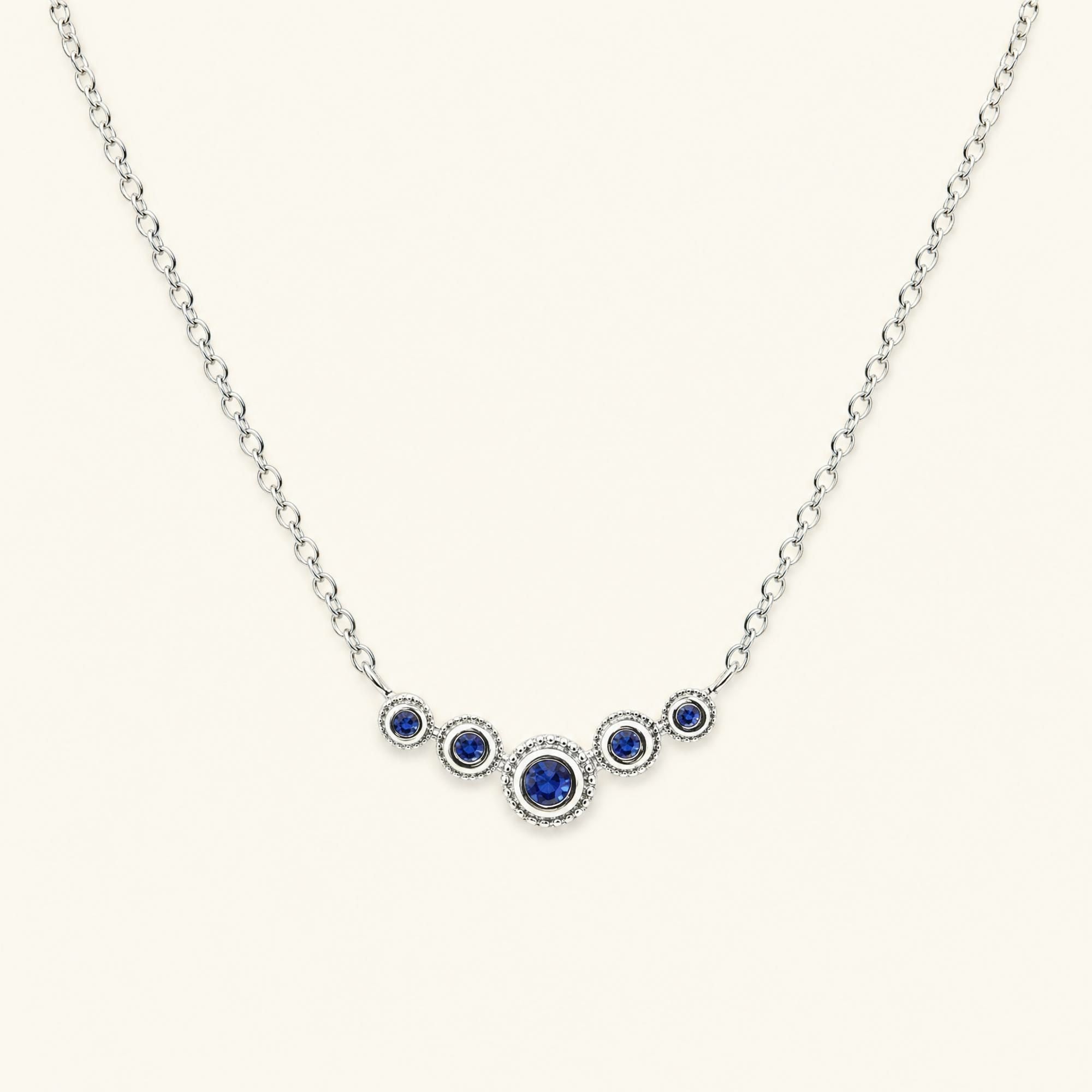 Fine sapphire river necklace in white gold