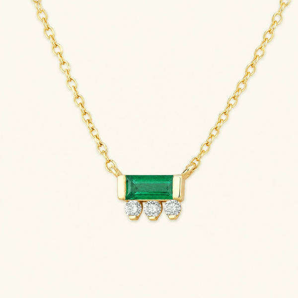 Prana baguette necklace emerald diamond