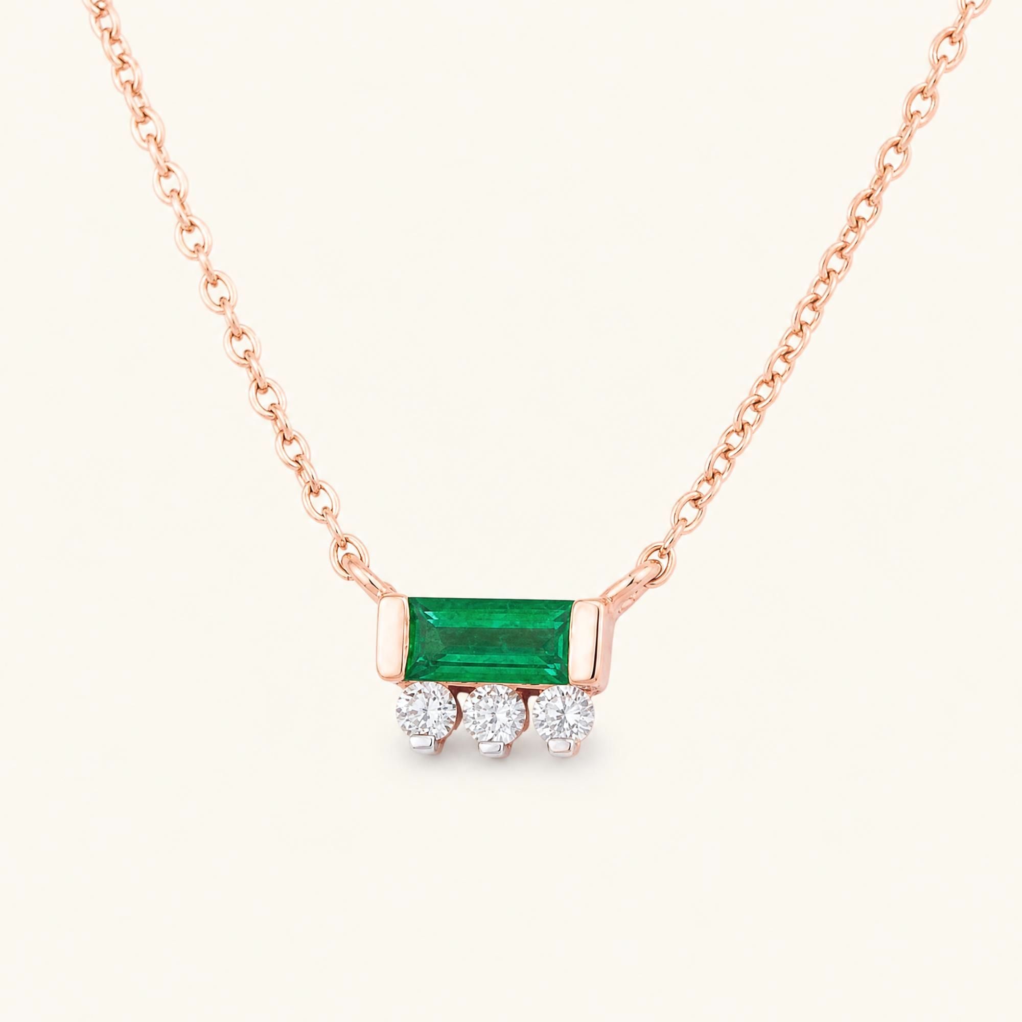 Prana necklace emerald rose gold women