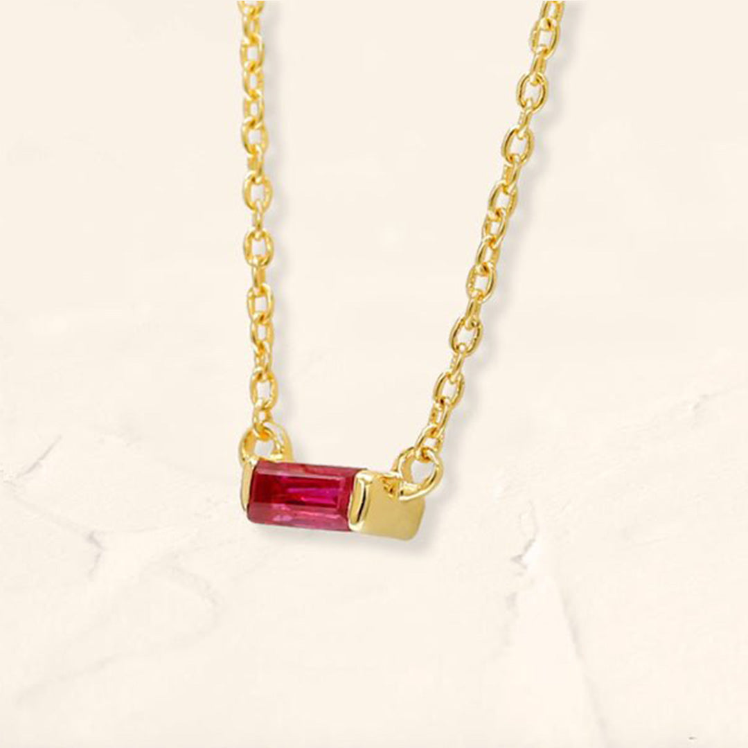 Collier baguette Shanti en rubis et or jaune 18cts