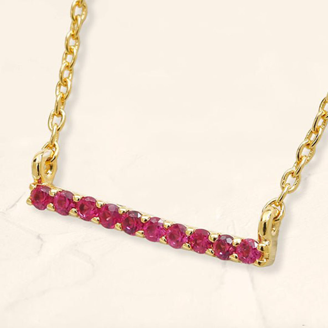 Collier bar Ujala en rubis et vermeil