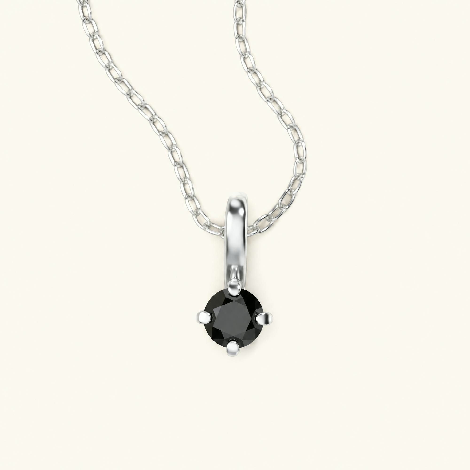 Saral black diamond solitaire necklace white gold