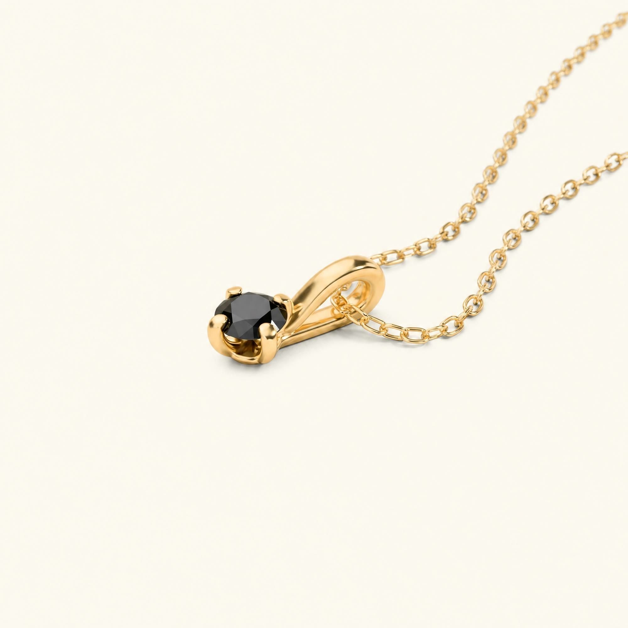 collier diamant noir solitaire Saral