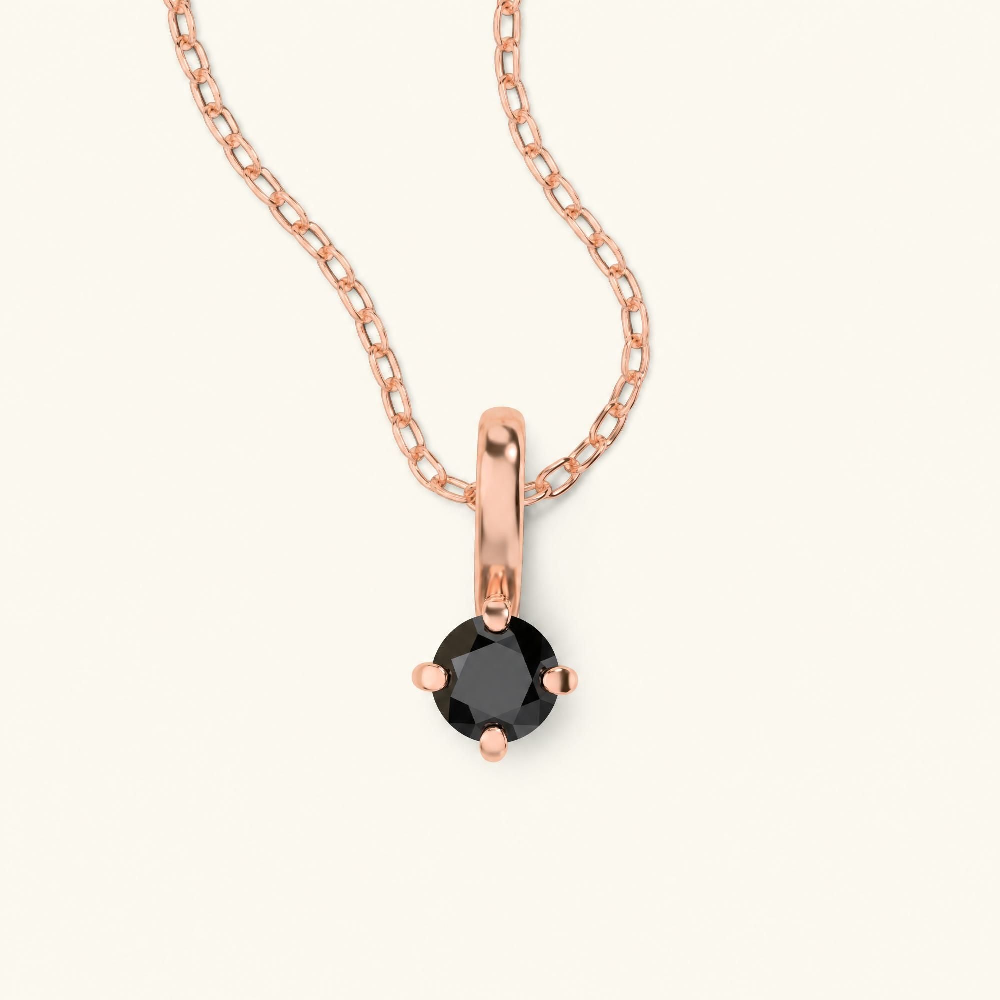 Saral black diamond solitaire necklace rose gold