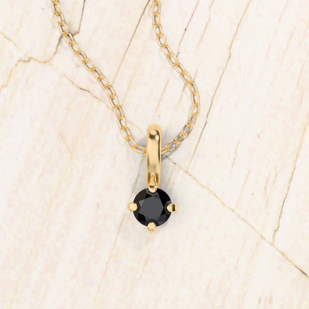 collier diamant noir minimaliste Saral