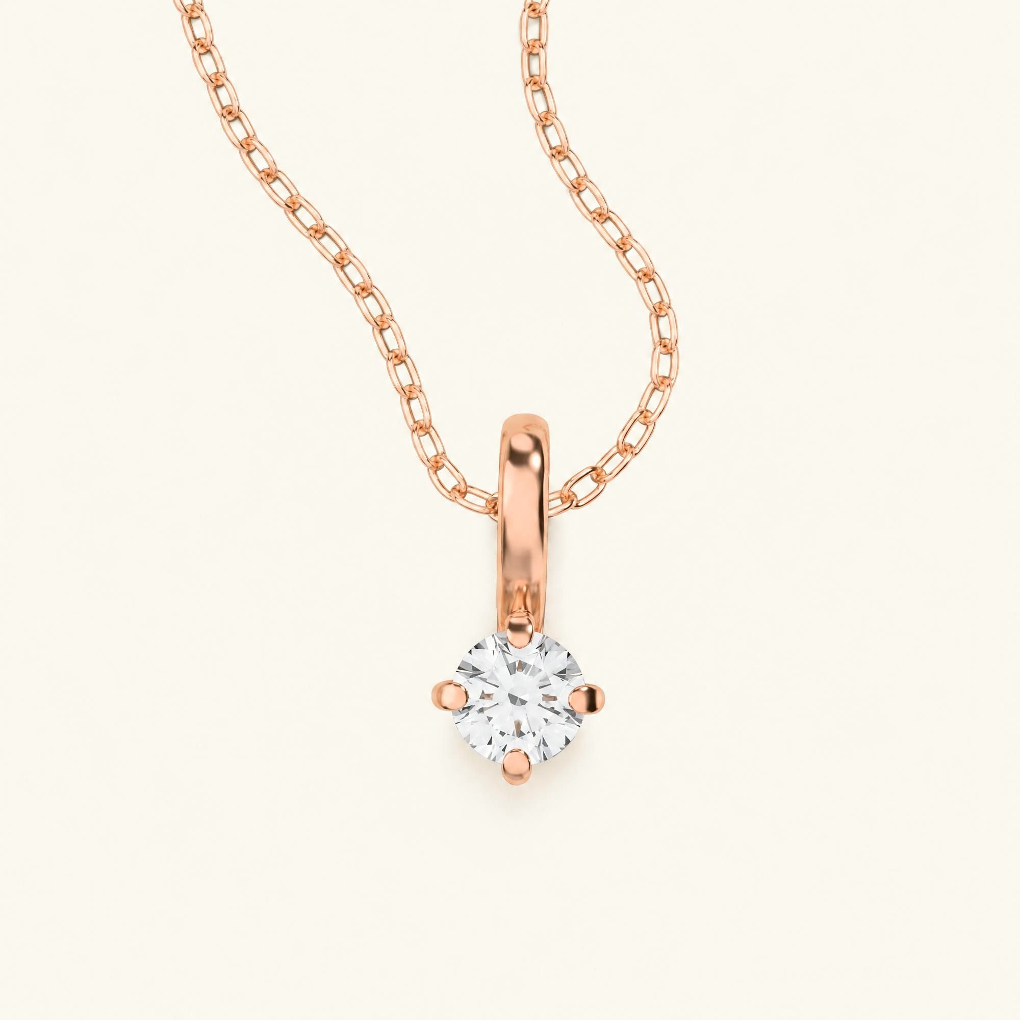 Saral rose gold solitaire diamond necklace 18K