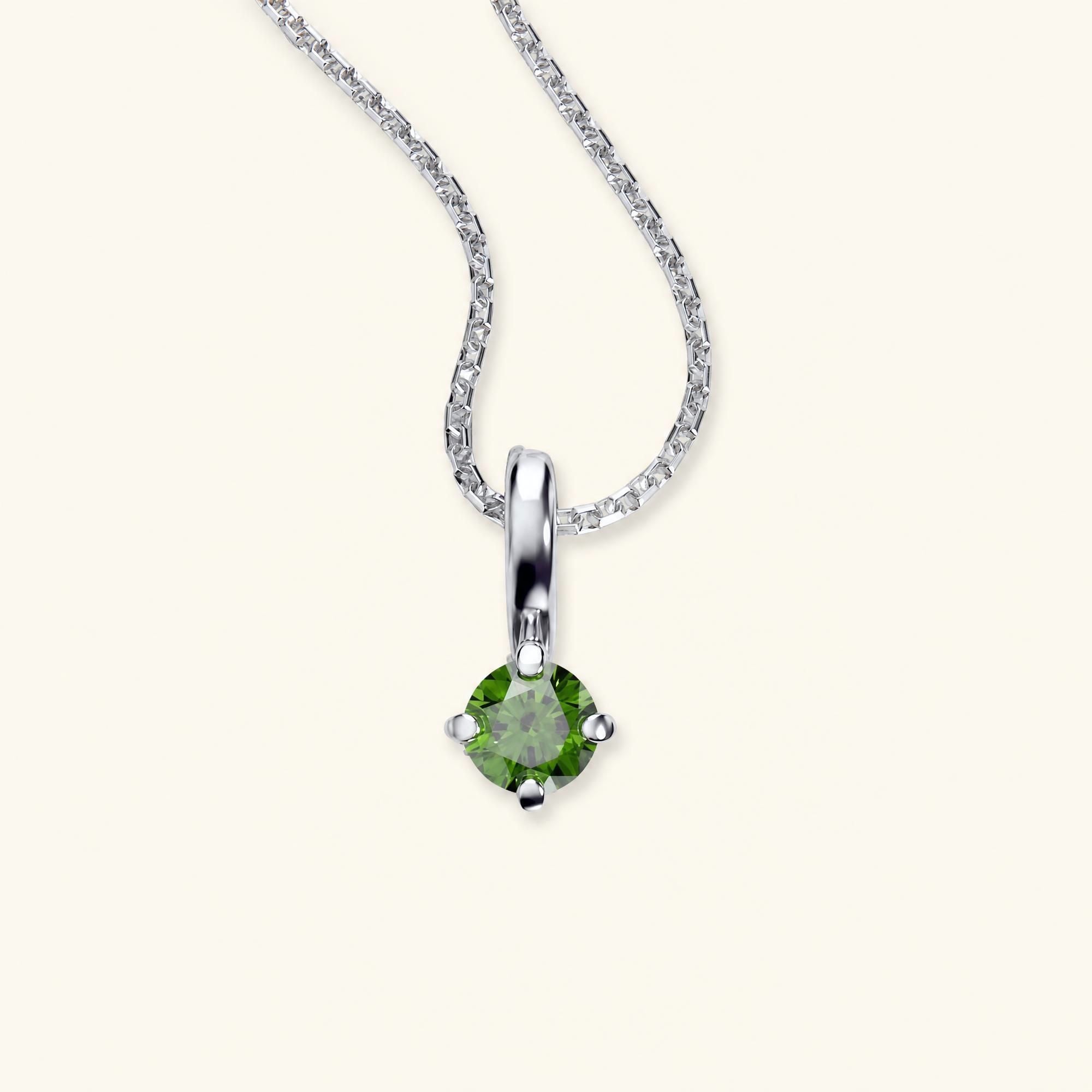 Green diamond necklace in 18K white gold