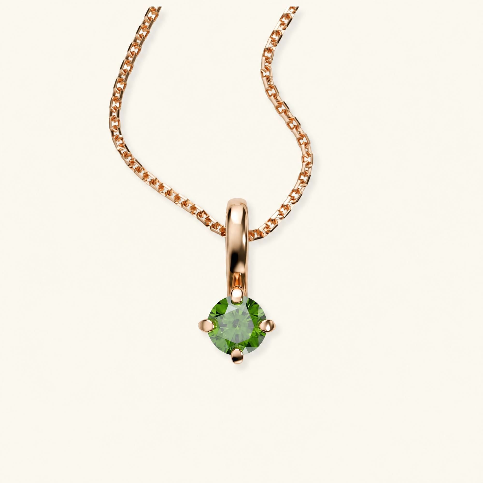 Green diamond necklace in 18K rose gold