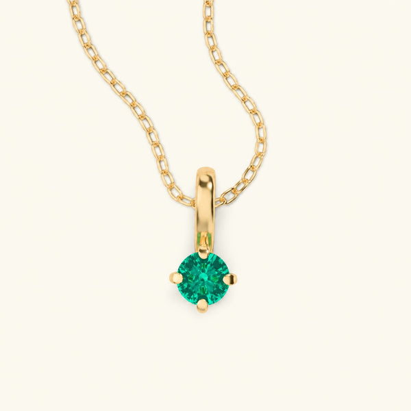 Saral yellow gold emerald solitaire necklace