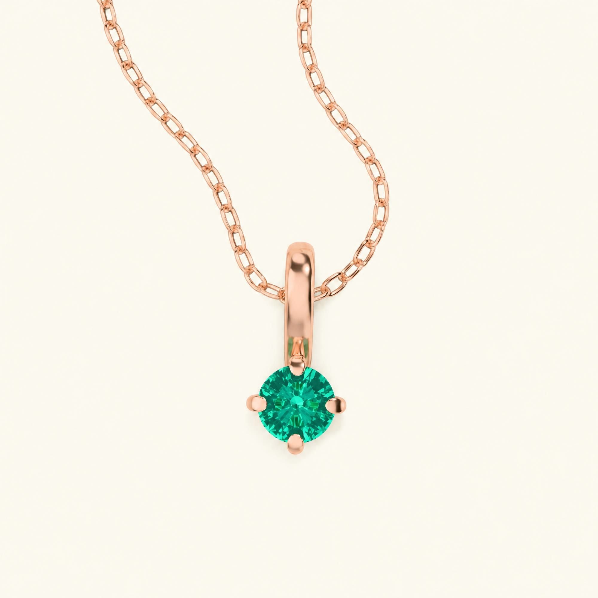 Saral rose gold emerald solitaire necklace