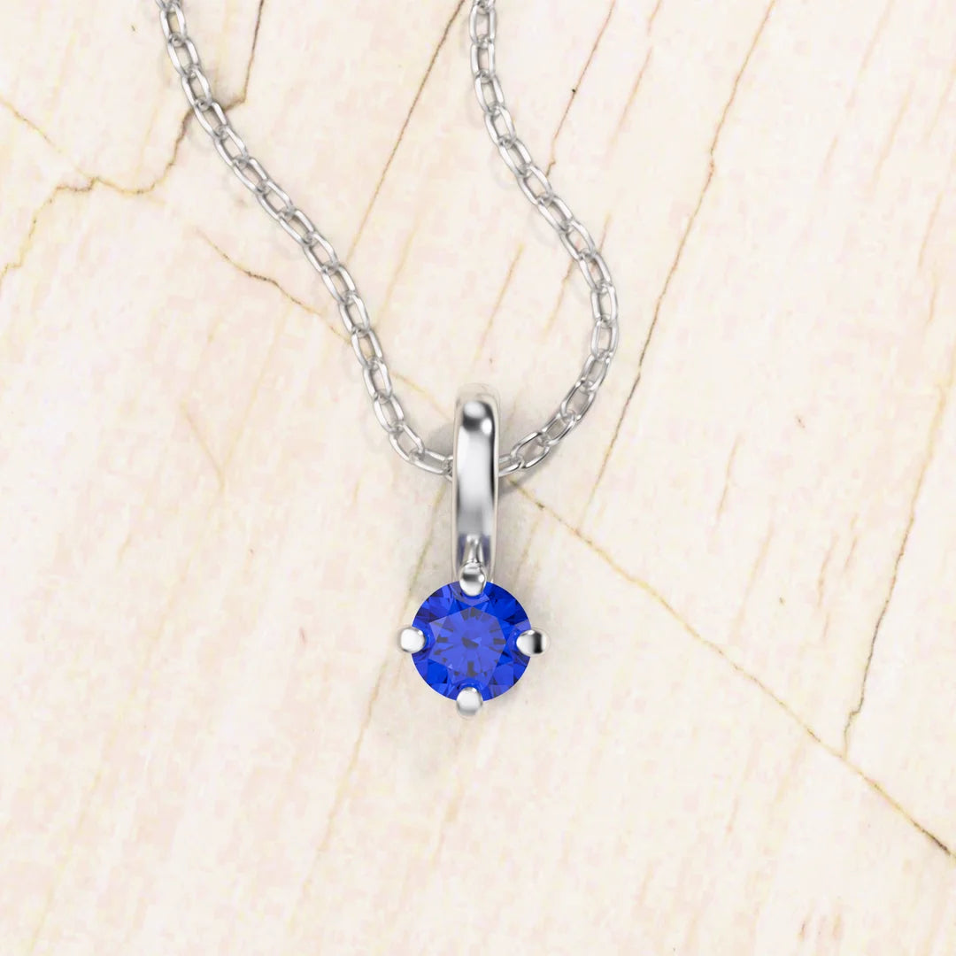 collier saphir solitaire or blanc Saral