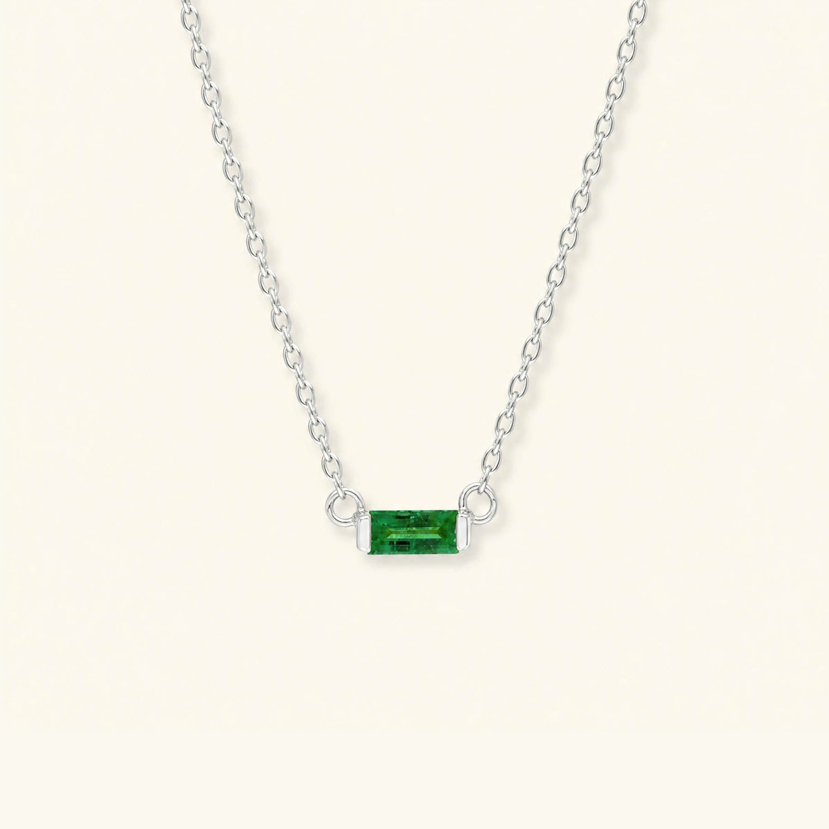 Shanti emerald baguette necklace - white gold