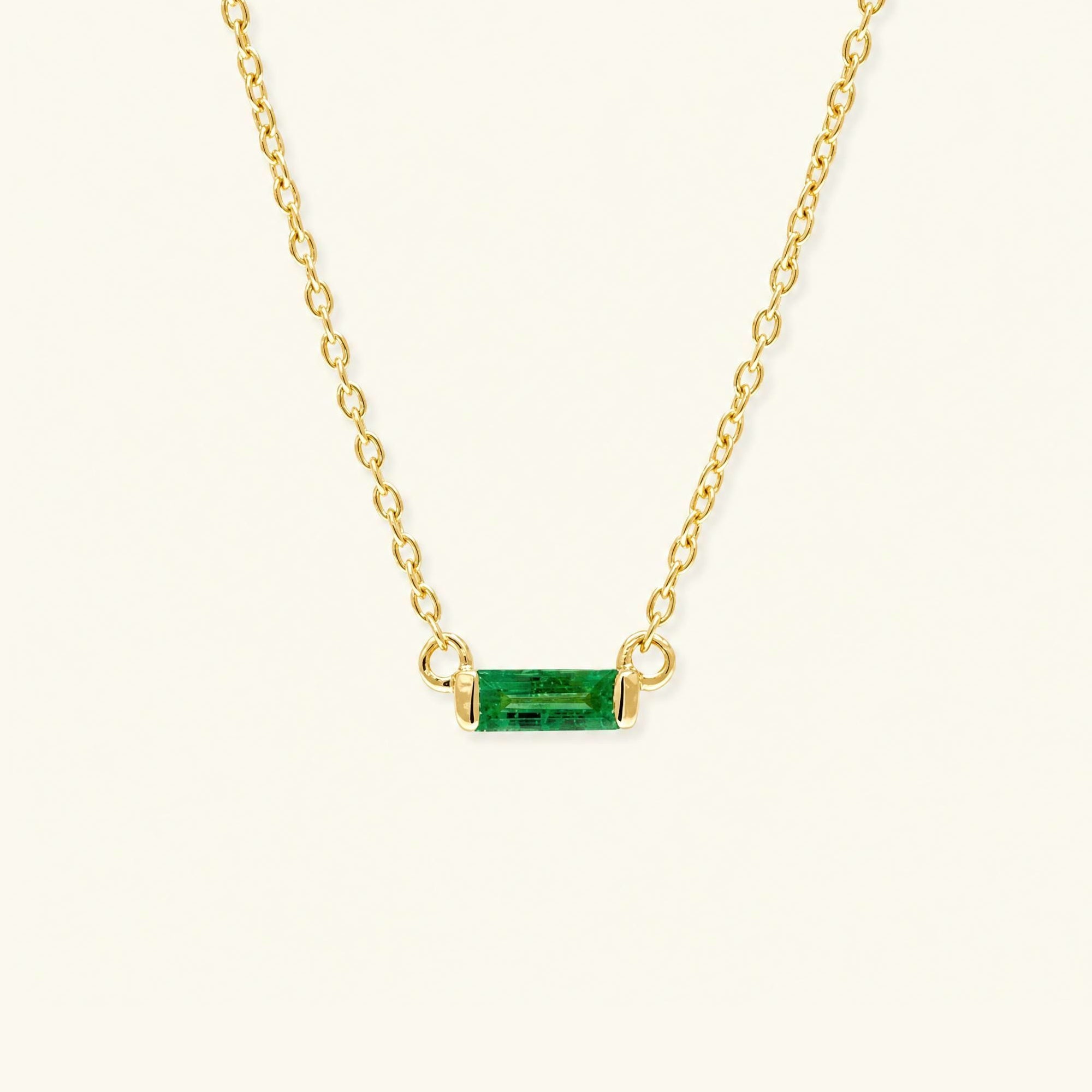 Collier baguette Shanti emeraude en or jaune