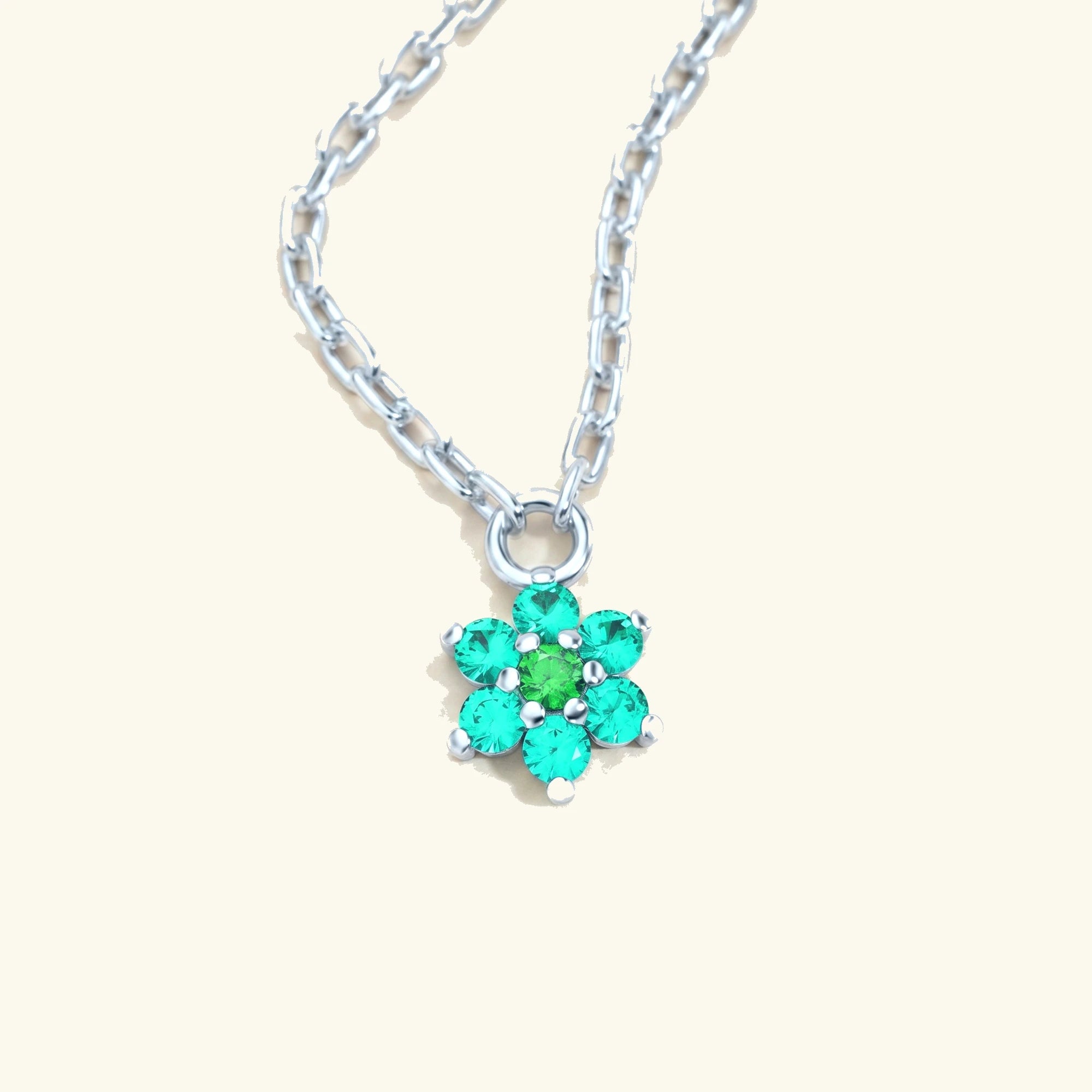 Surya white gold necklace with emerald