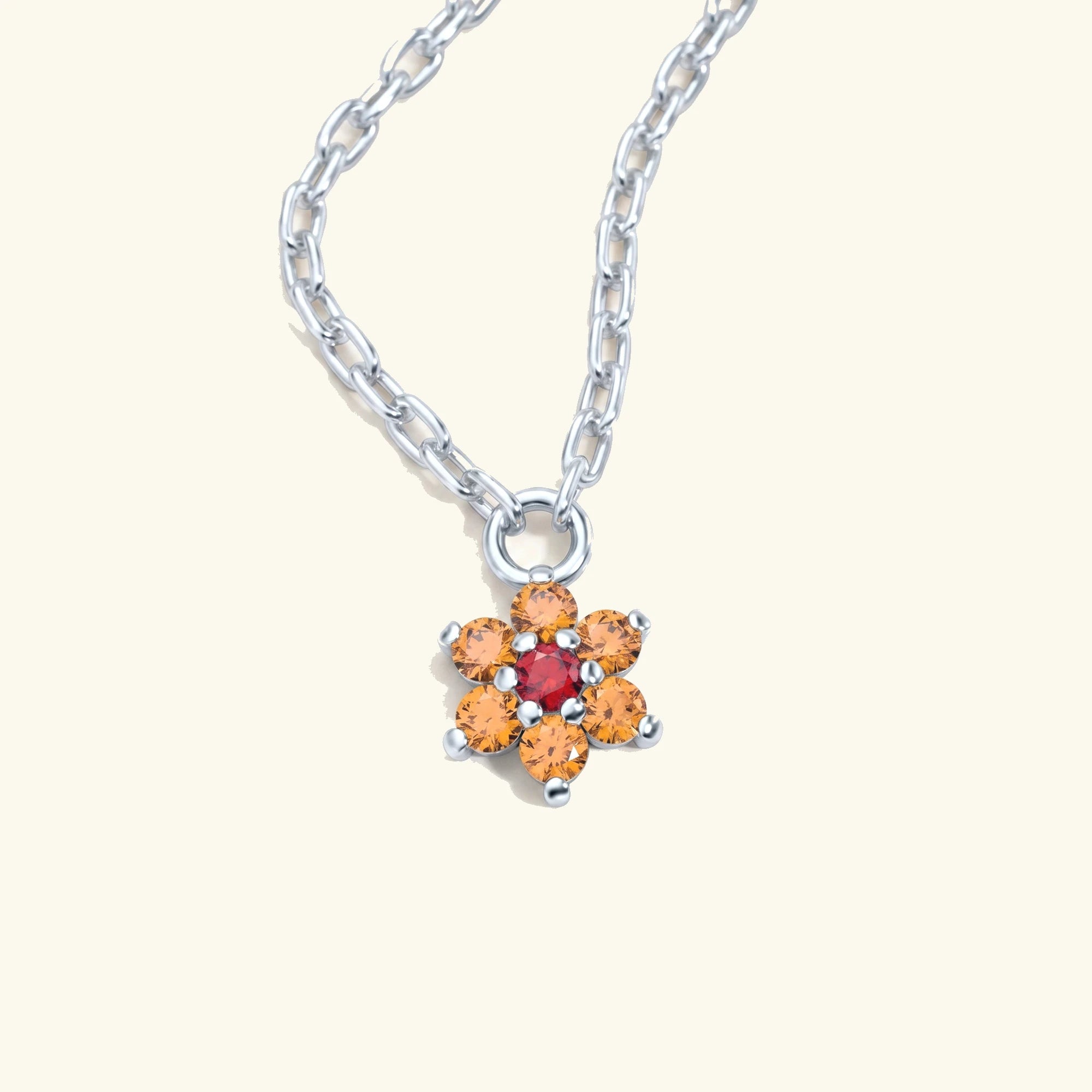 Surya white gold necklace with orange sapphire