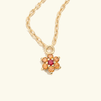 Surya yellow gold necklace with orange sapphire