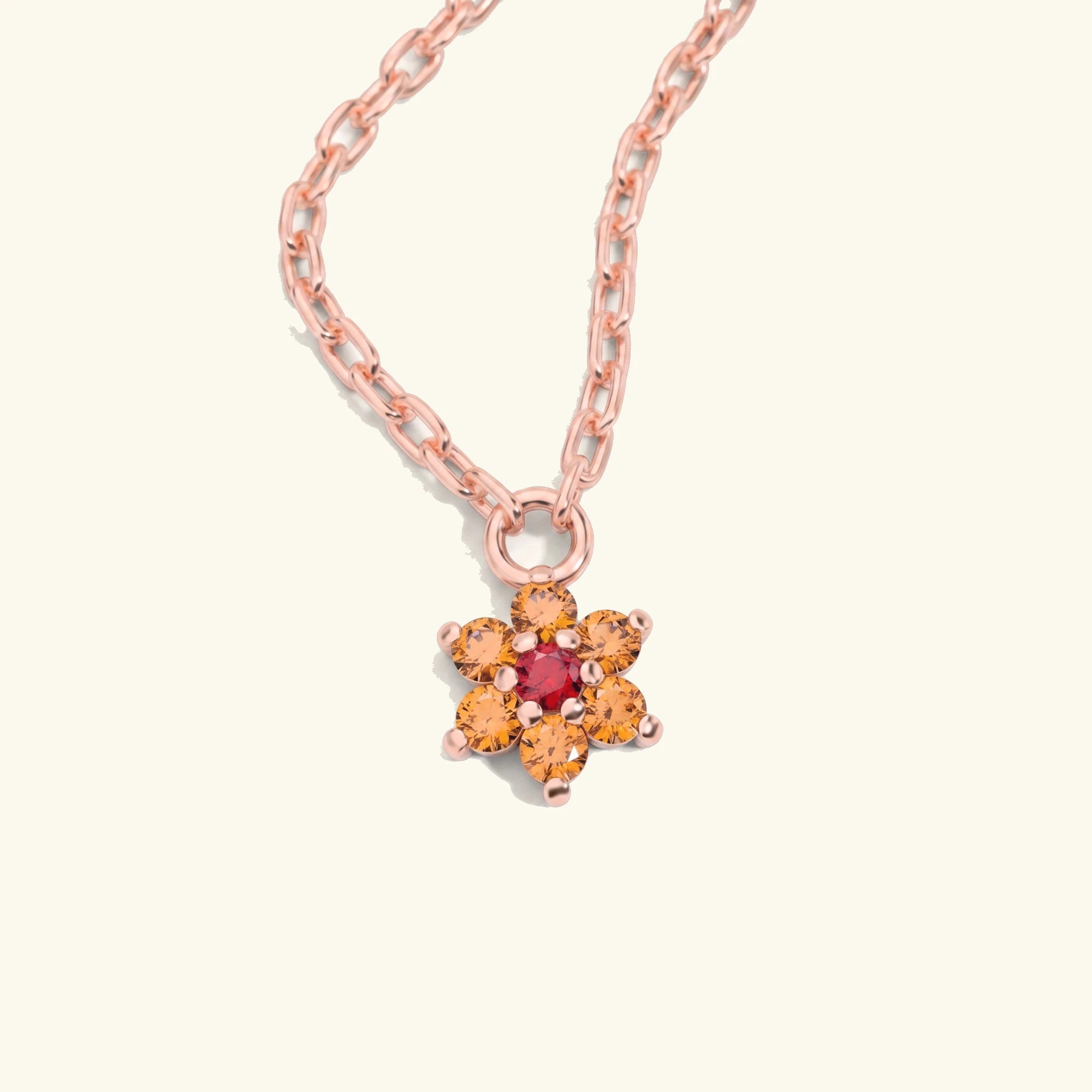 Surya rose gold necklace with orange sapphire