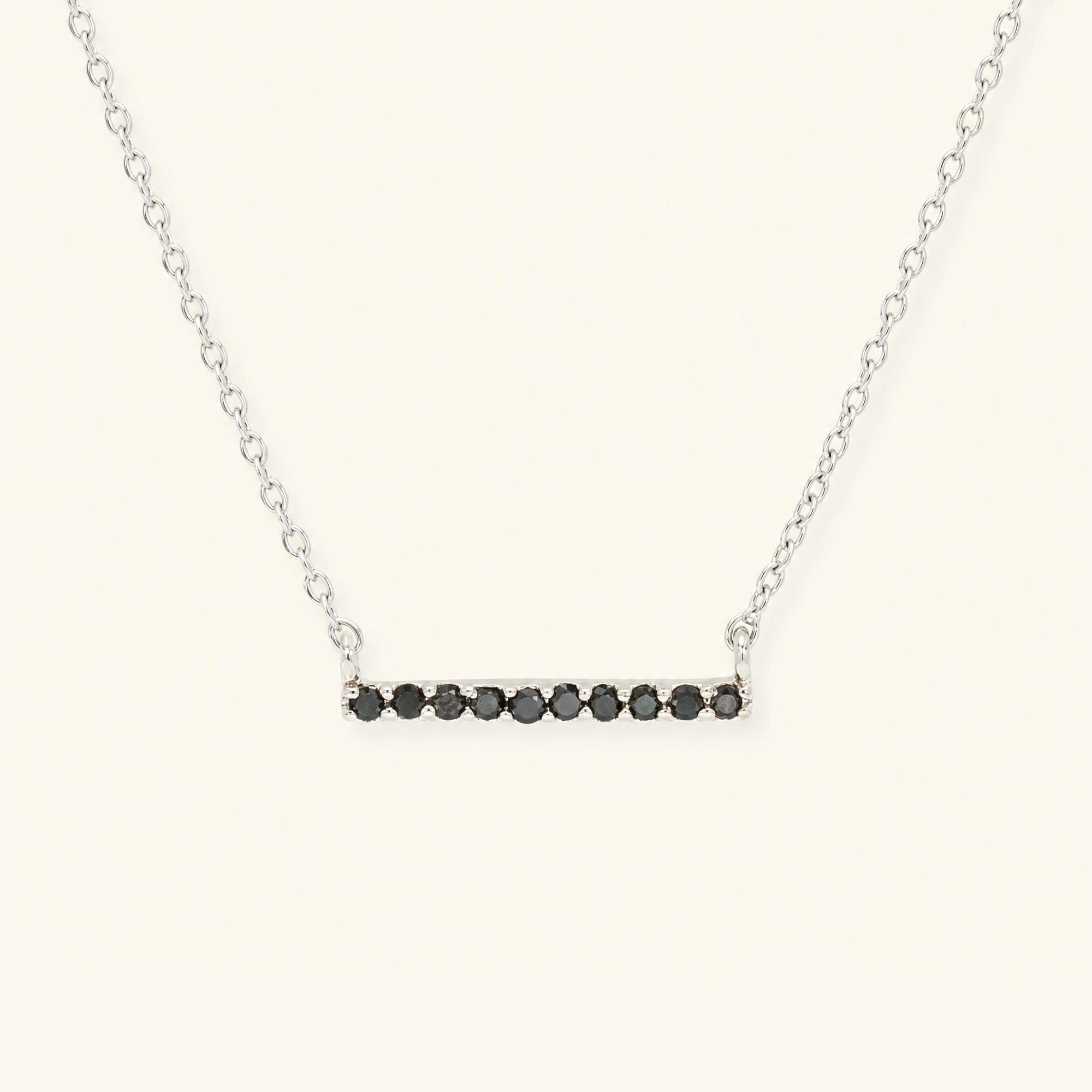 Ujala black diamond bar necklace - white gold