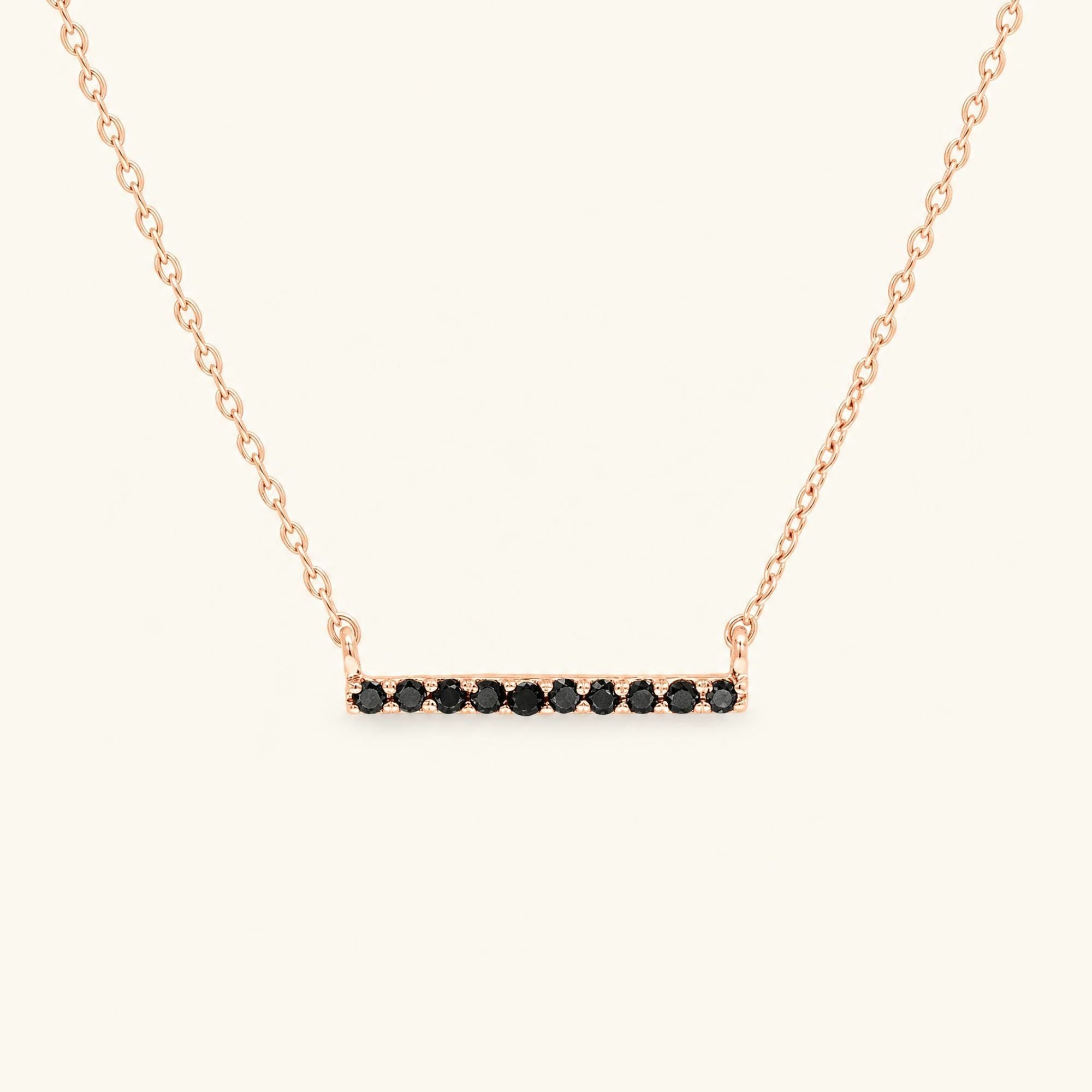 Ujala black diamond bar necklace - rose gold