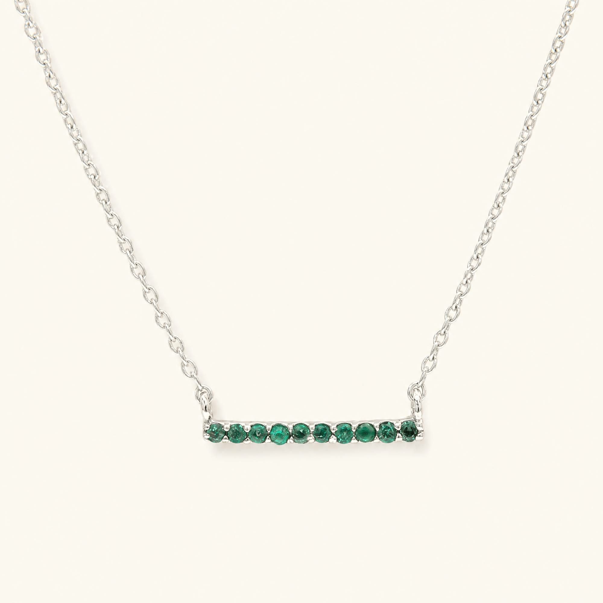 Ujala emerald bar necklace - white gold
